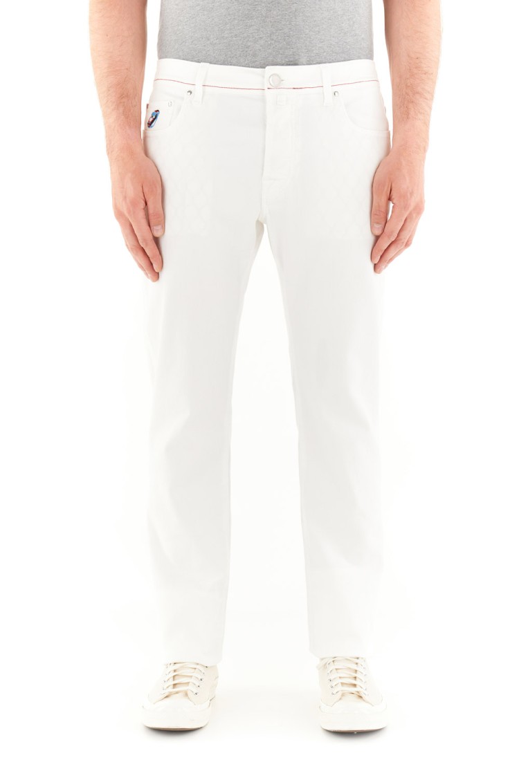 Jacob Cohen Slim-fit White Denim With Unique Logo Detailing