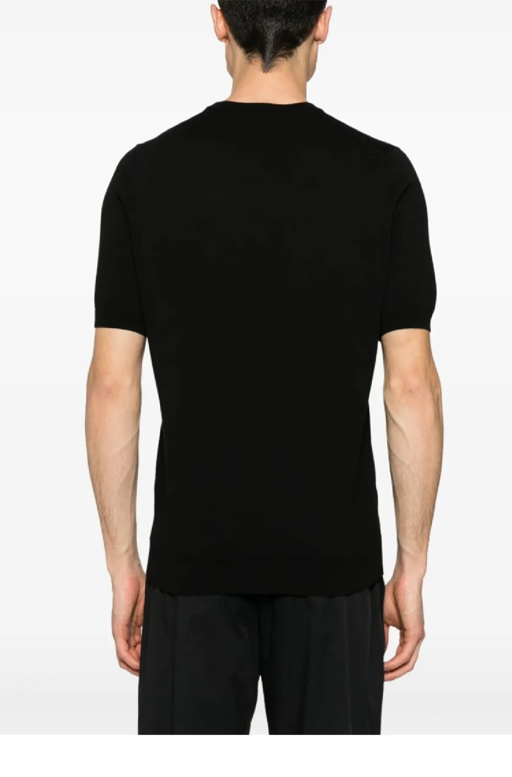 Shop Tagliatore Classic Black Cotton T-shirt With Crew Neck Design