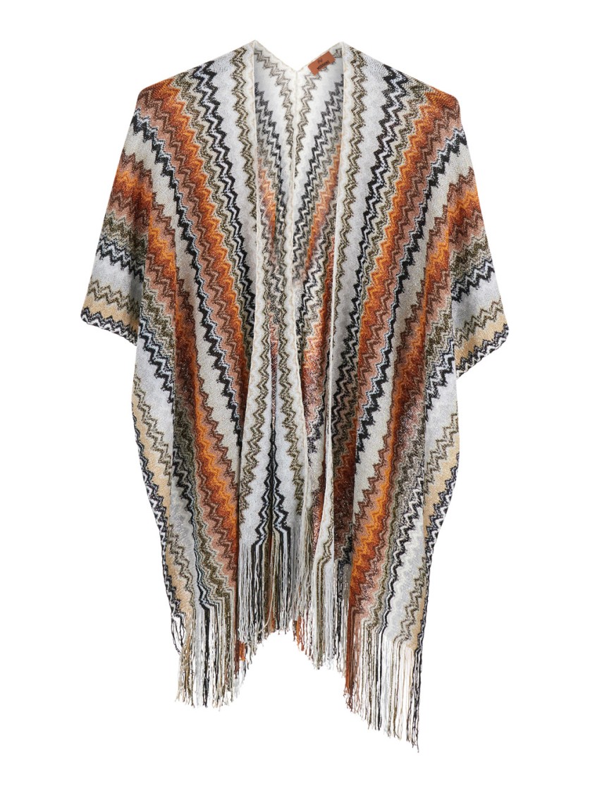 Shop Missoni Multicolor Cape With All-over Zig-zag Motif