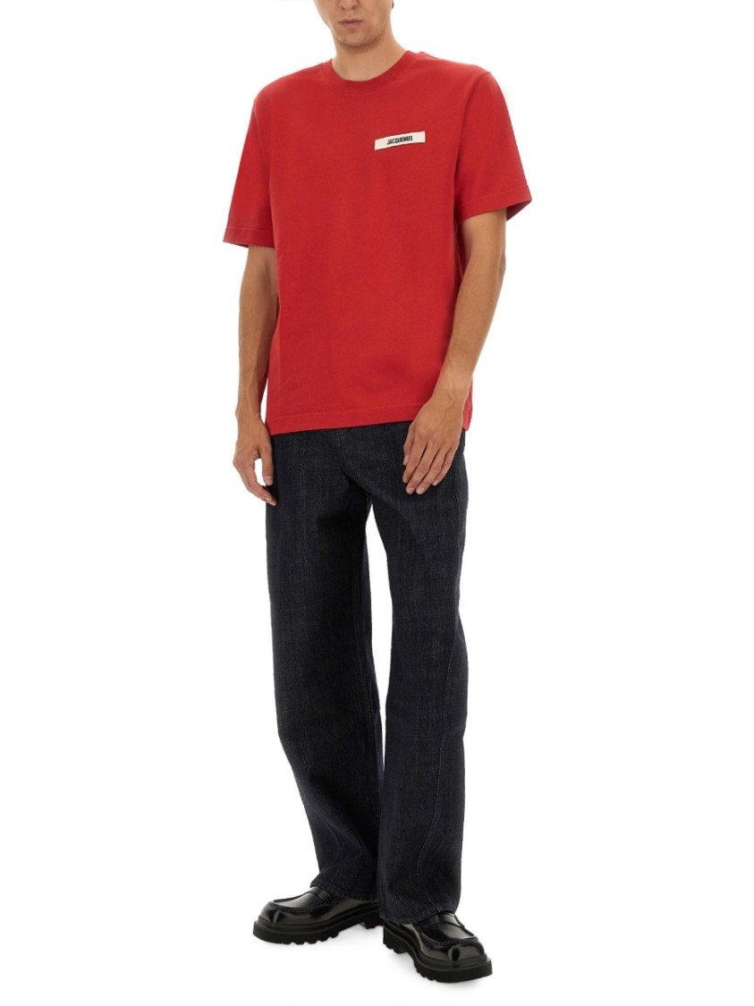 Jacquemus Round Neck Short Sleeve T-shirt In Red