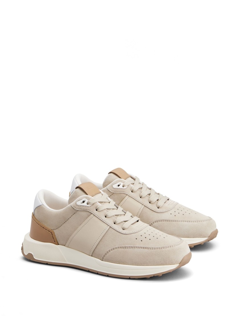 Tod's Leather-trim Suede Sneakers In Neutral