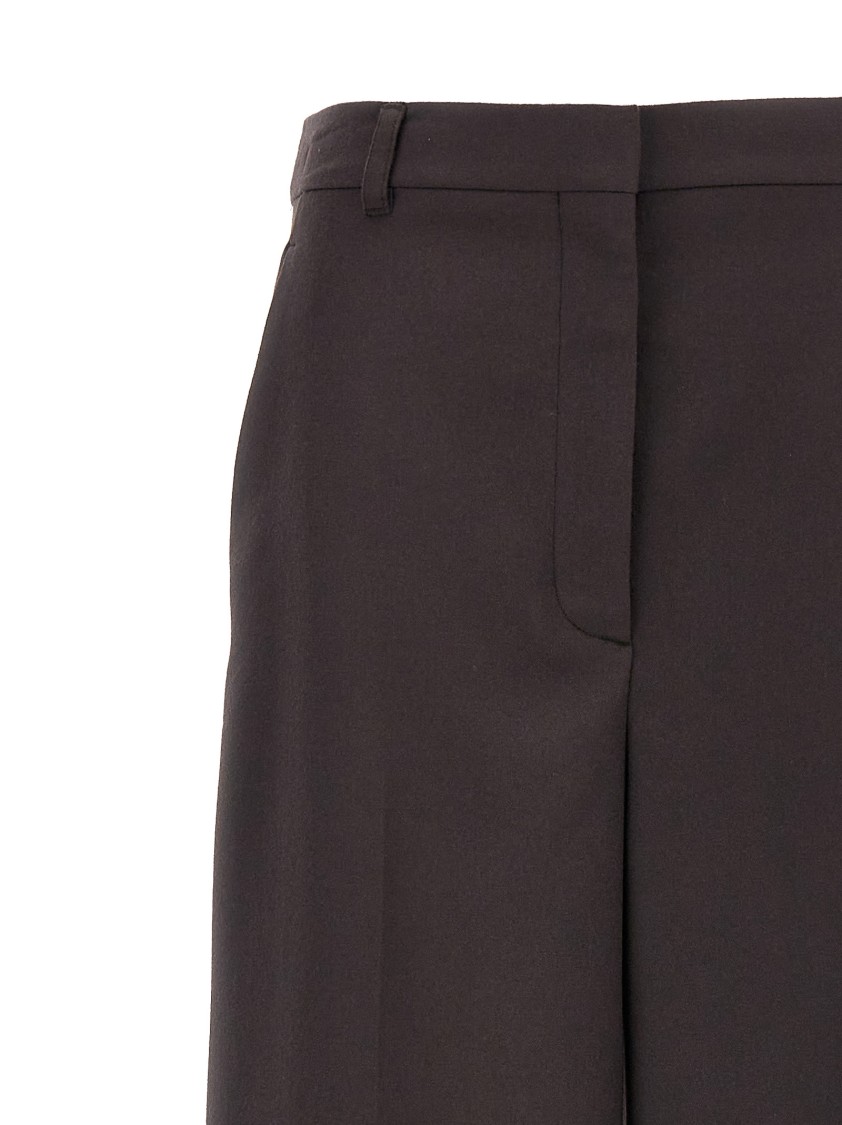 Stella Mccartney Wide Leg Flared Pants In Soft Wool Flannel In Brown