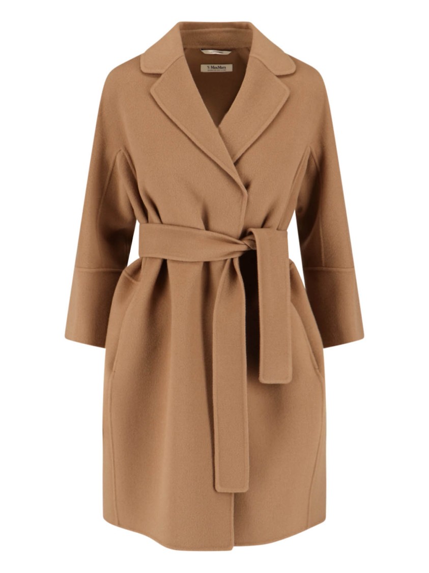 Max Mara Short Virgin Wool Coat With Classic Lapel In Multi