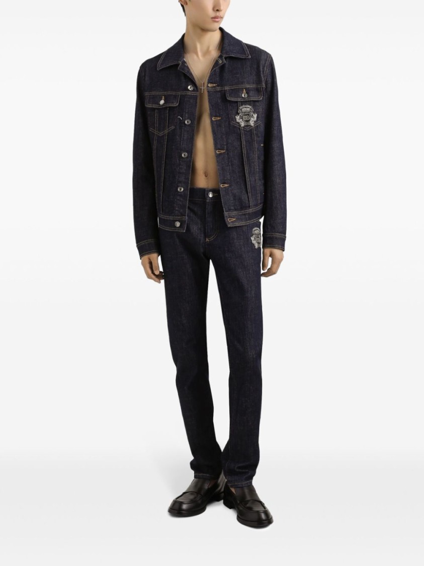 Dolce & Gabbana Classic Denim Jacket With Structured Silhouette In Blue