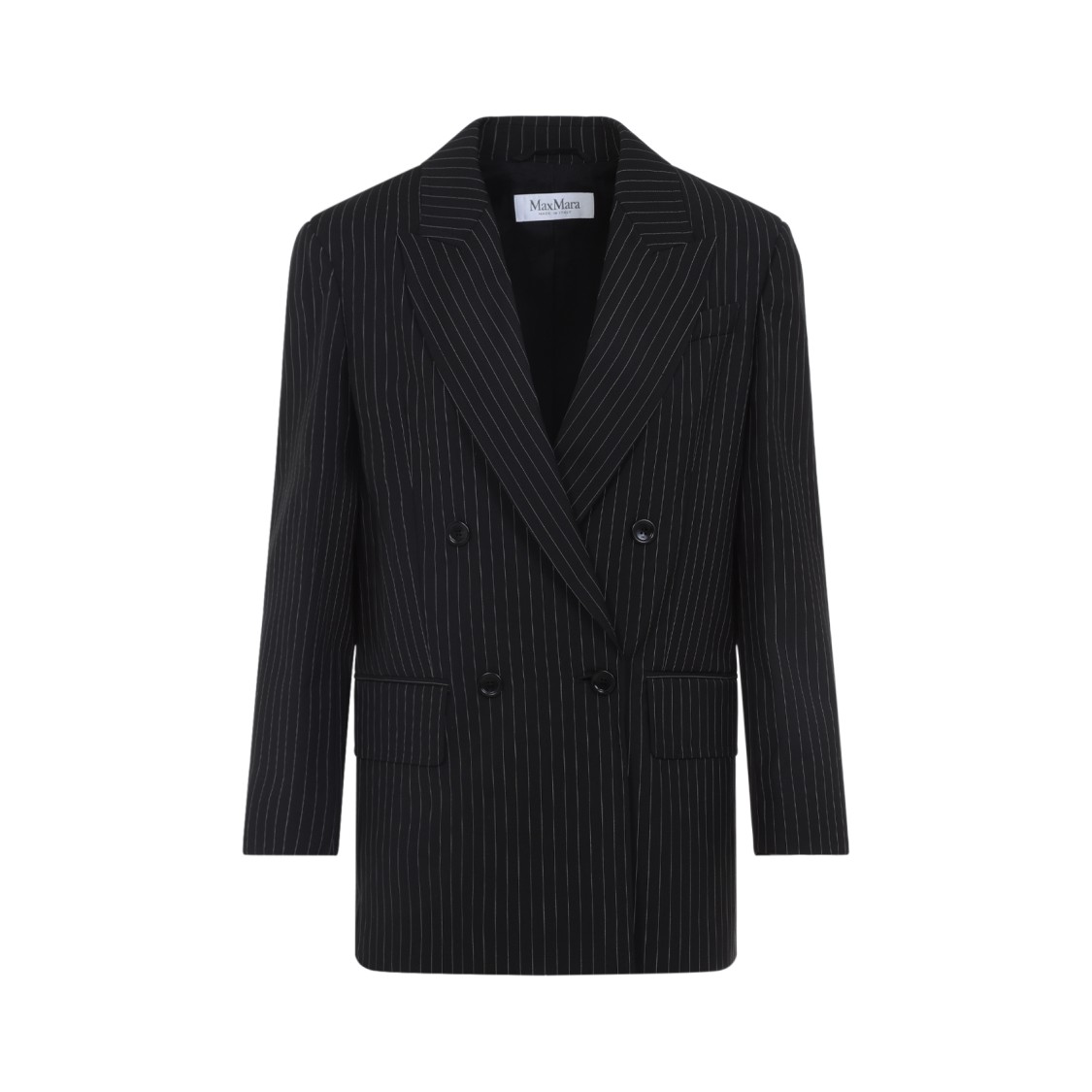 Max Mara Black Virgin Wool Double-breasted Mattia Jacket