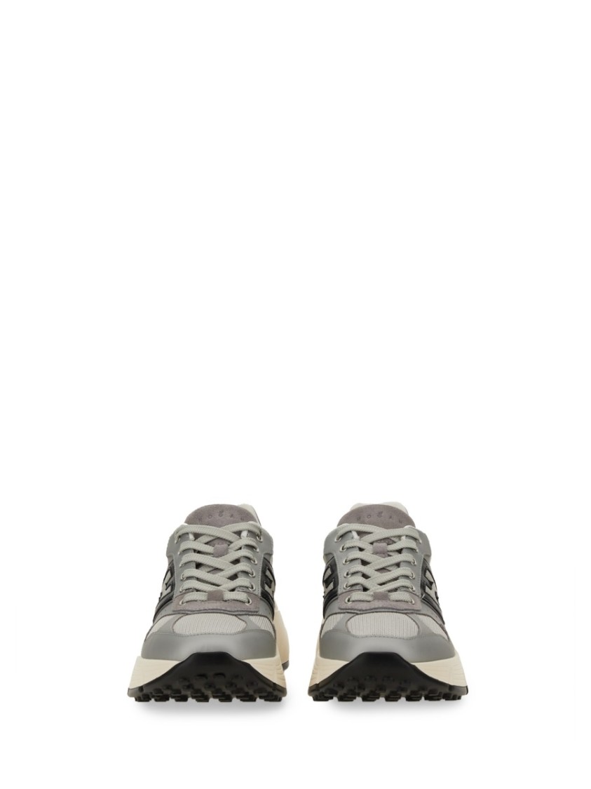 Hogan Side Logo Patch Platform Sneakers In Grey