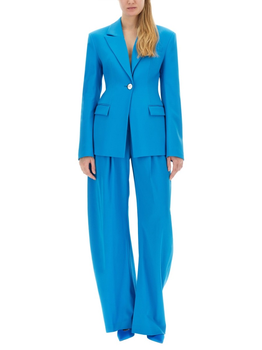 Attico Gary Stretch Wool Wide-leg Pant In Blue