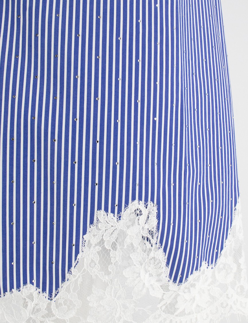Ermanno Firenze Button-up Dress With Embroidery And Lace Inserts