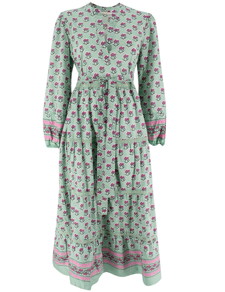 Mc2 Saint Barth Floral Tiered Maxi Dress With Wide Neckline