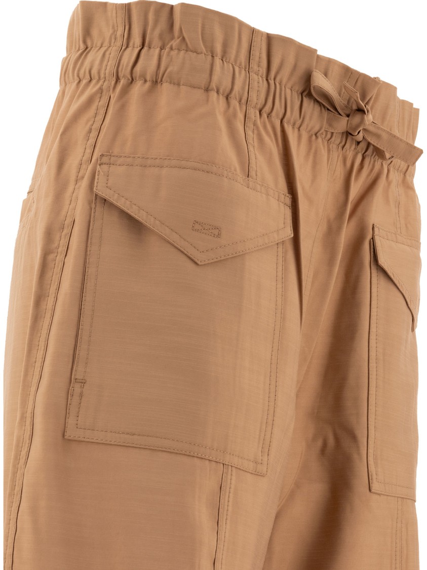 Ganni Light Slub High Waist Pocket Pants In Brown