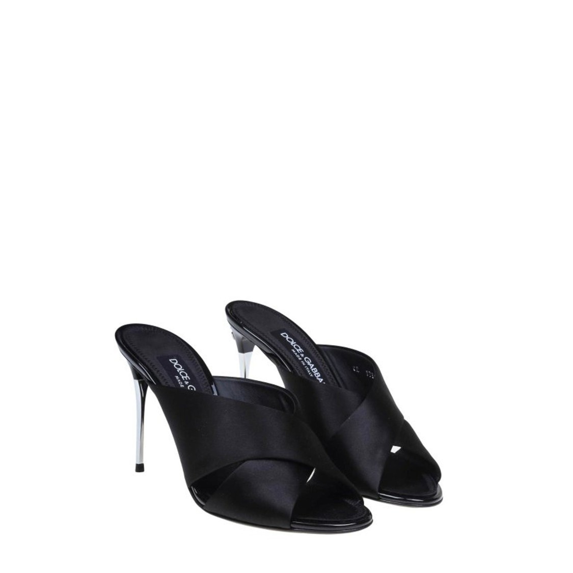 Dolce & Gabbana Satin Sandals With Back Monogram In Black