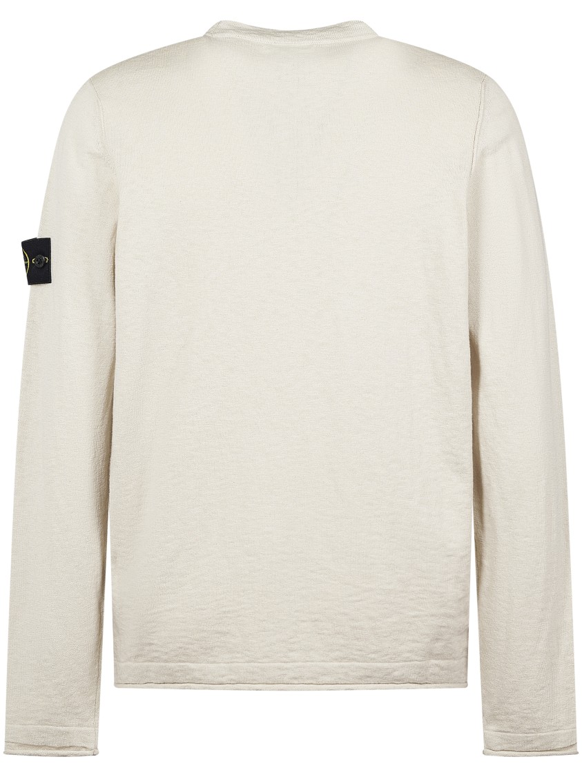Stone Island Textured Knit Sweater With Crew Neckline In White