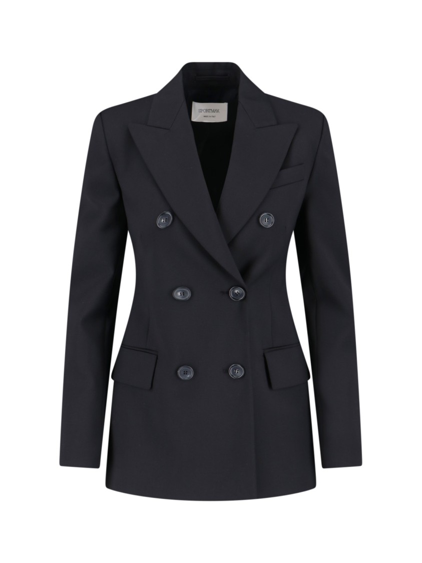 Sportmax Double-breasted Tailored Blazer With Classic Lapels In Black