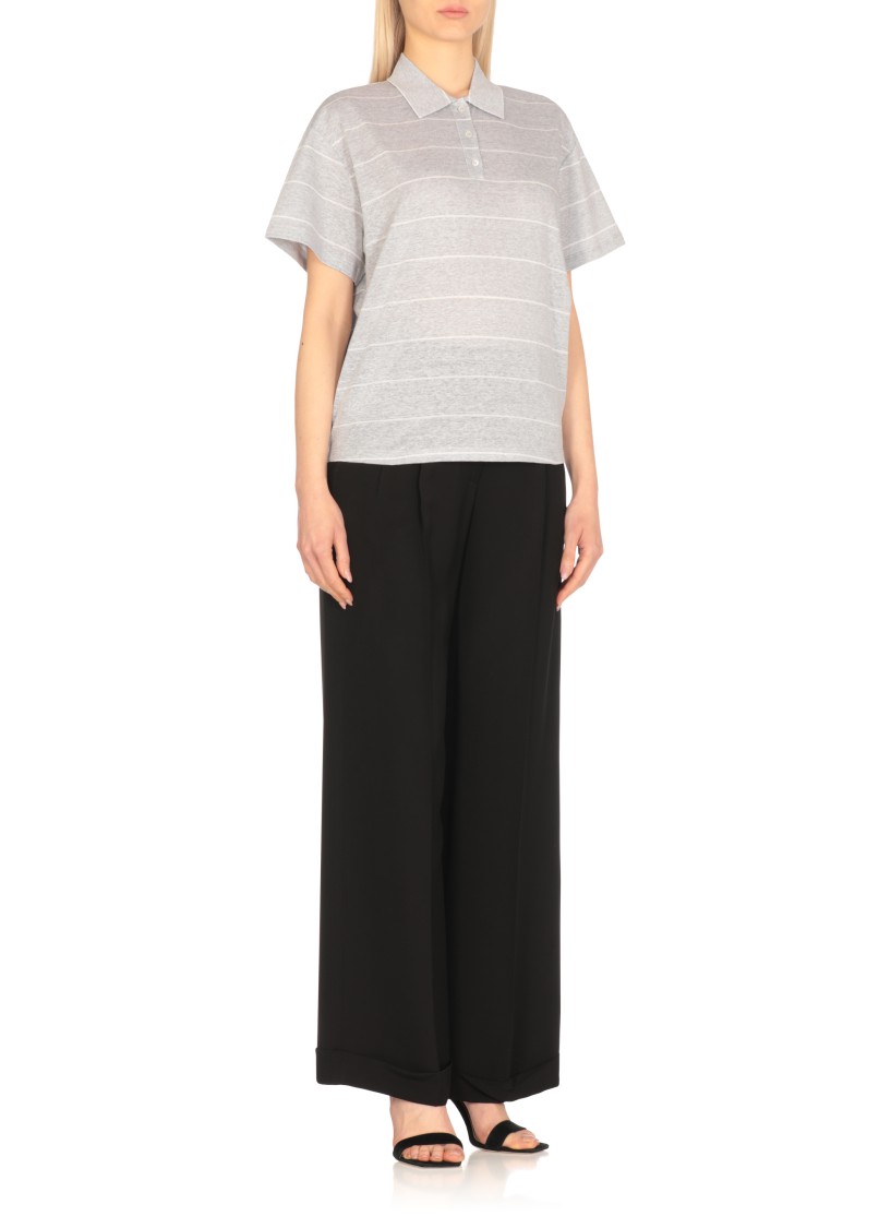 Shop Peserico Grey Linen And Cotton Polo