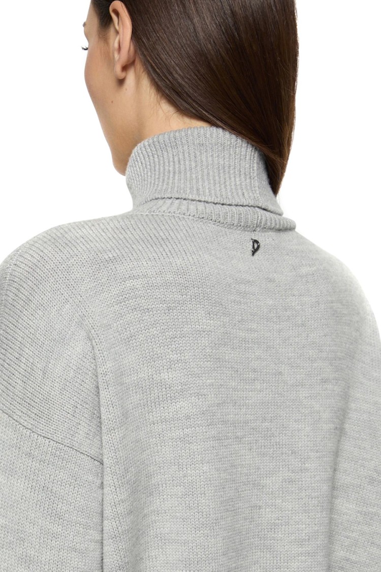 Dondup Cropped Grey Wool Sweater With High Neck In Gray