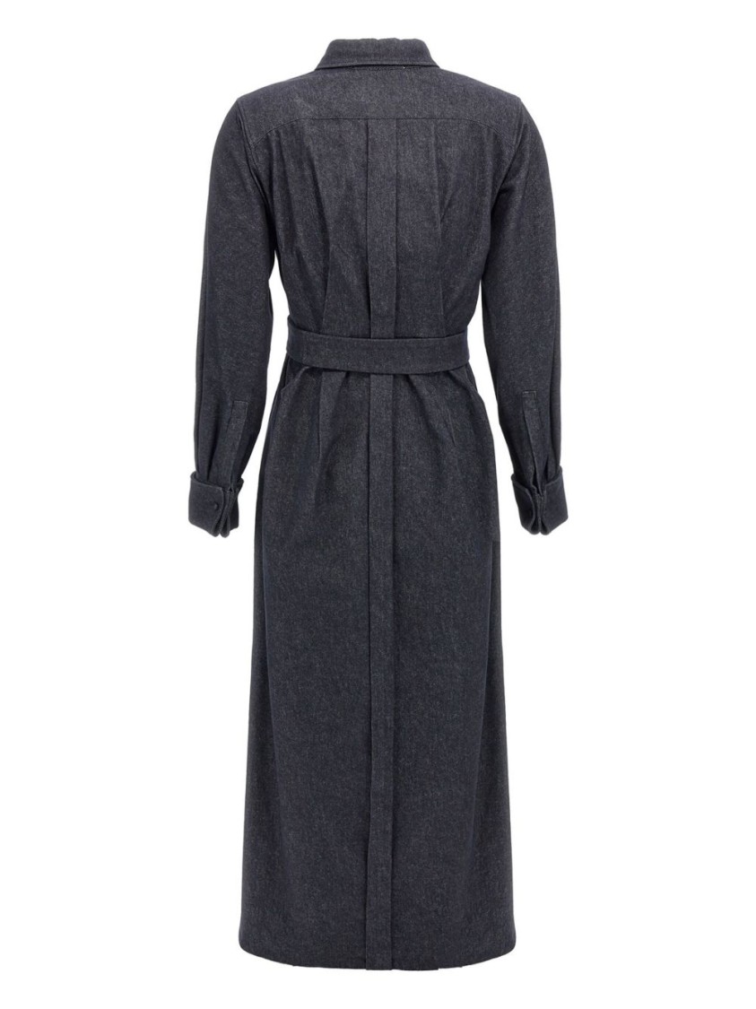Max Mara Go Belted Waist Midi Dress With Long Sleeves