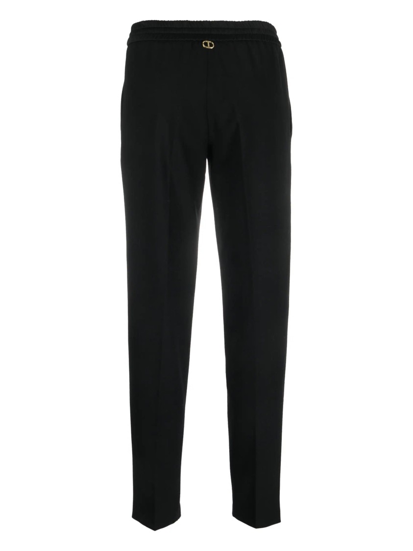 Twinset Twin-set Black Trousers With Relaxed Fit And Design In Black