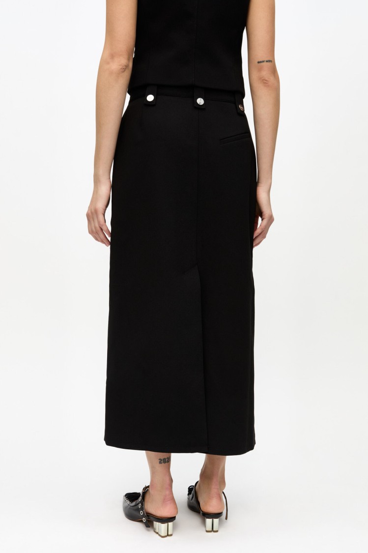 Ganni Zip-up Crepe Midi Skirt
