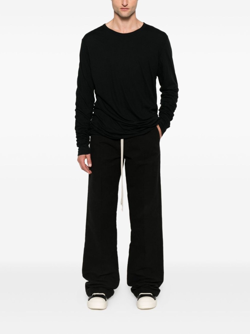 Rick Owens Relaxed Fit Black Trousers With Drawstring Waistband In Black