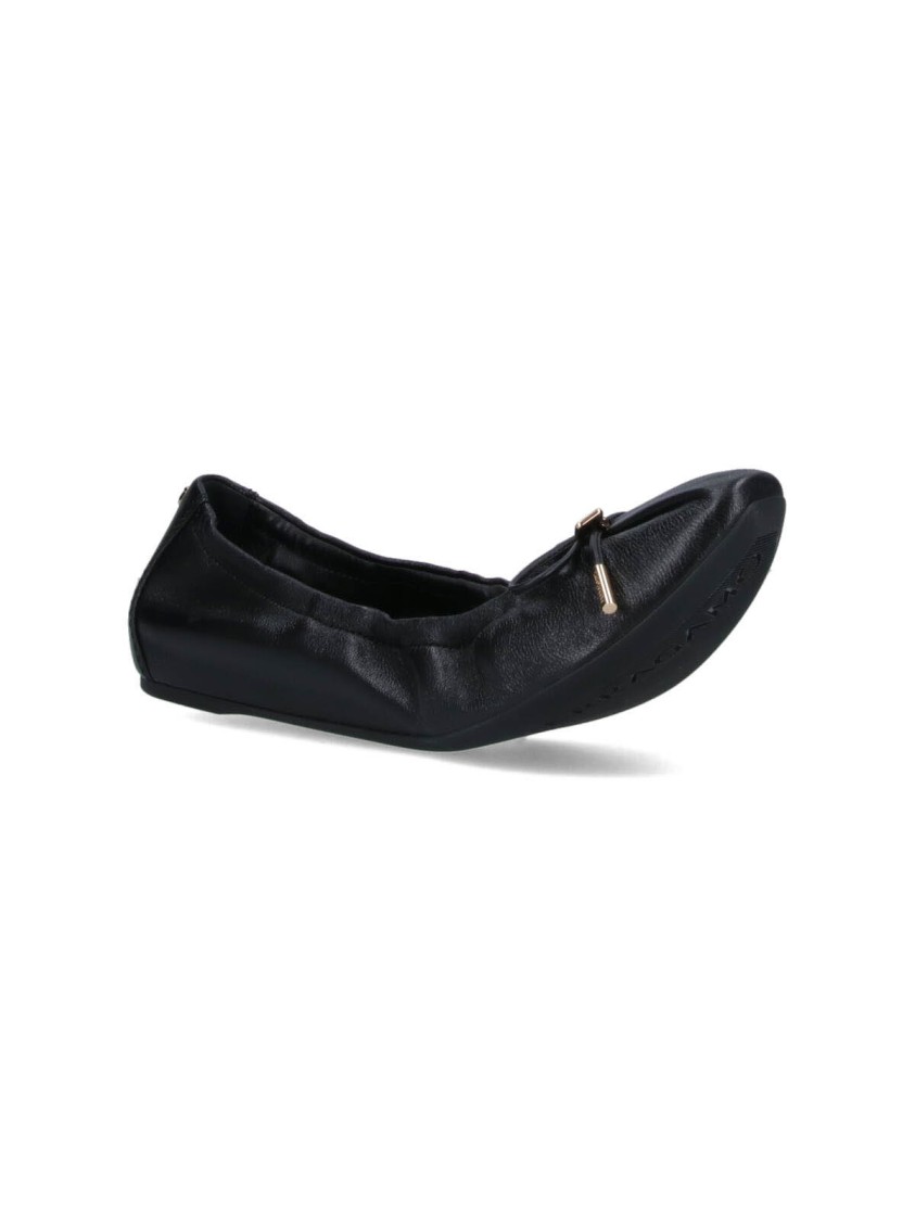 Ferragamo Ruched Ballerinas With Bow – Black