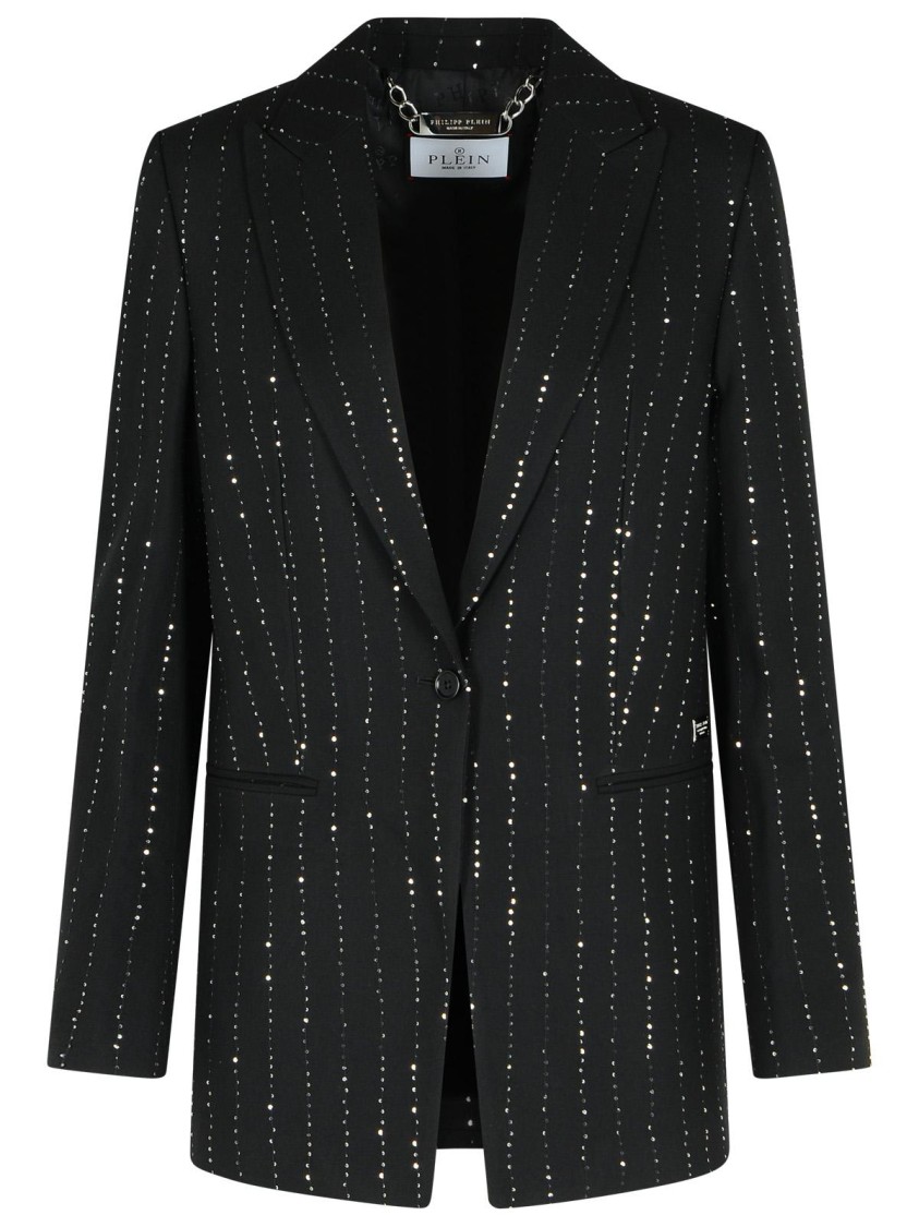 Philipp Plein Sequin Embellished Boyfriend Fit Blazer In Black