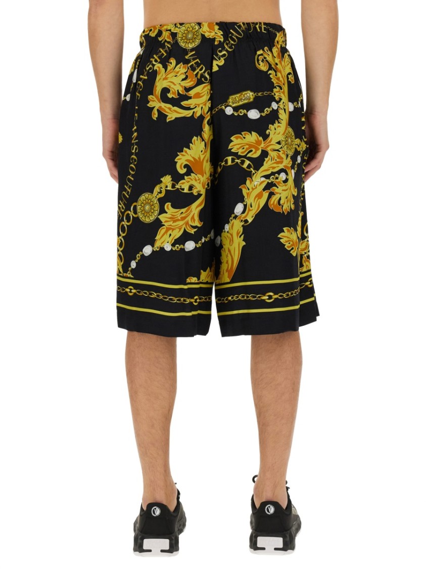 Shop Versace Jeans Couture Chain Couture Bermuda Shorts In Black