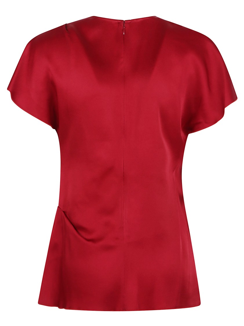 Victoria Beckham Womens Rose Draped Short-sleeves Woven Top In Red