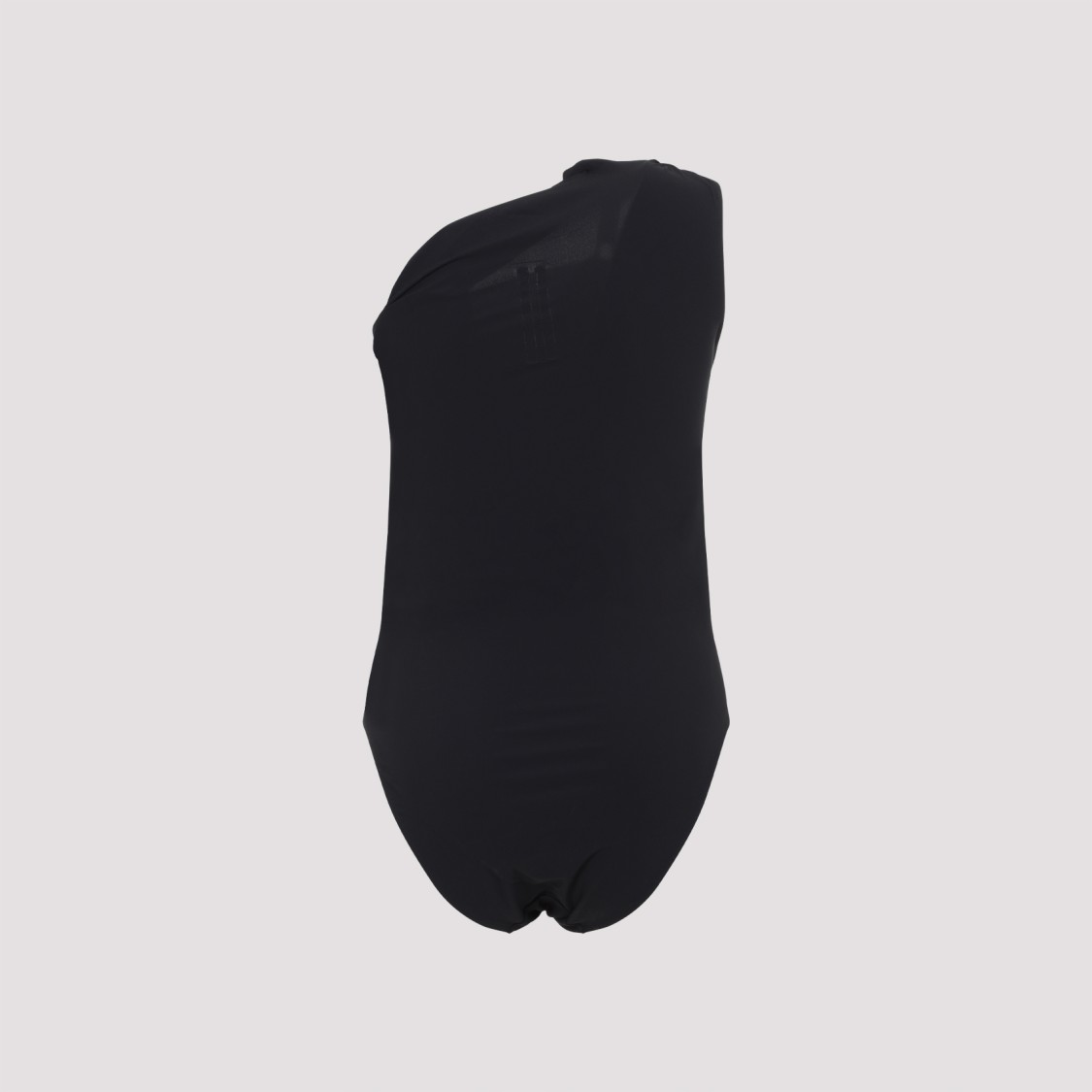Rick Owens One-shoulder Black Swimsuitand Distinctive Strap In Black