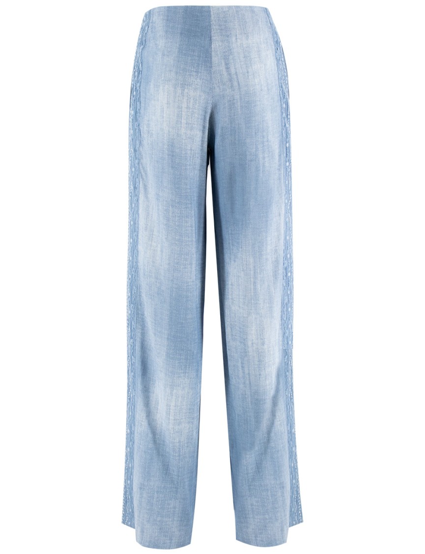 Shop Ermanno Scervino Viscose Trousers With Vintage Jeans Print