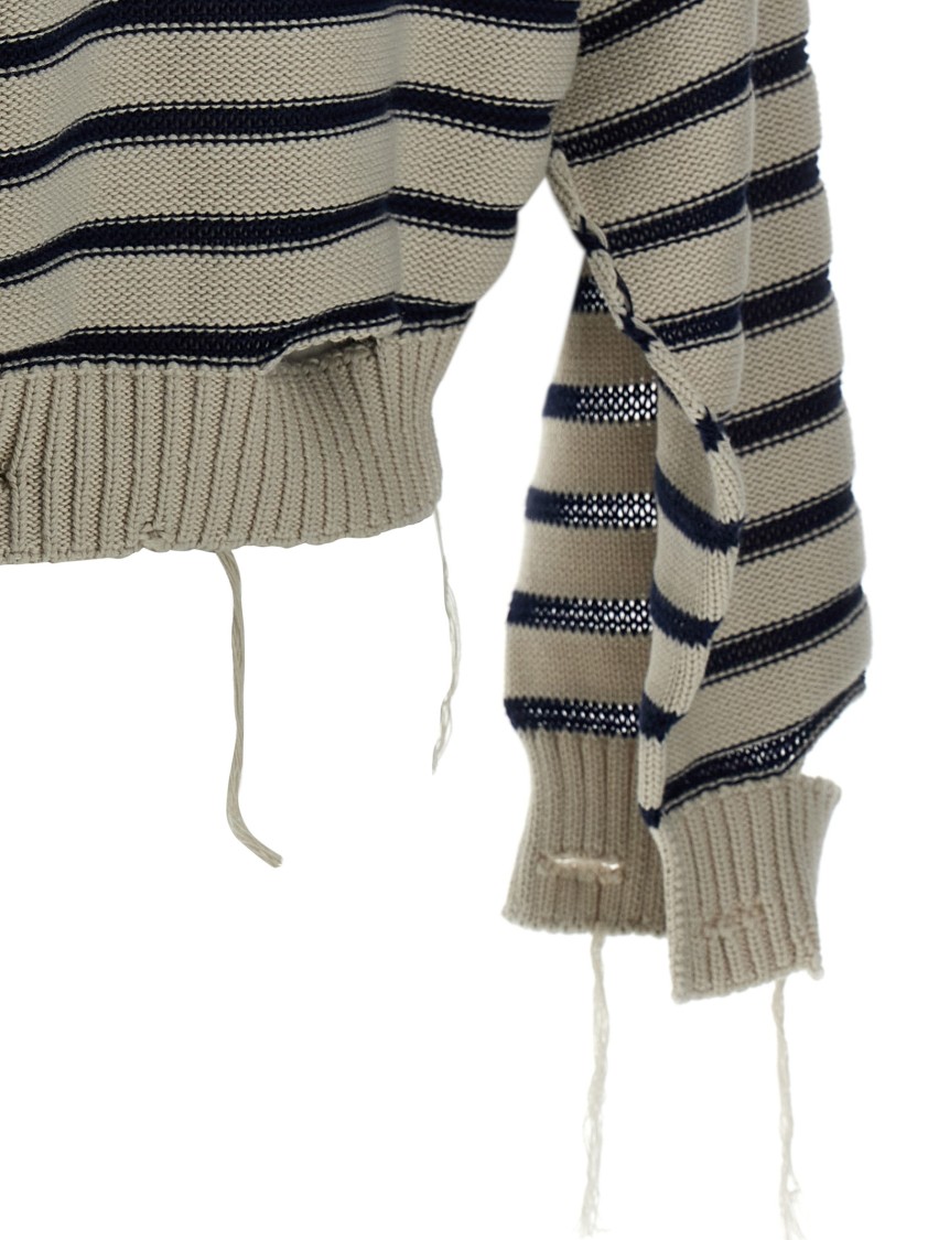 Mm6 Maison Margiela Mm6 By Maison Margiela Cropped Distressed Cotton Sweater