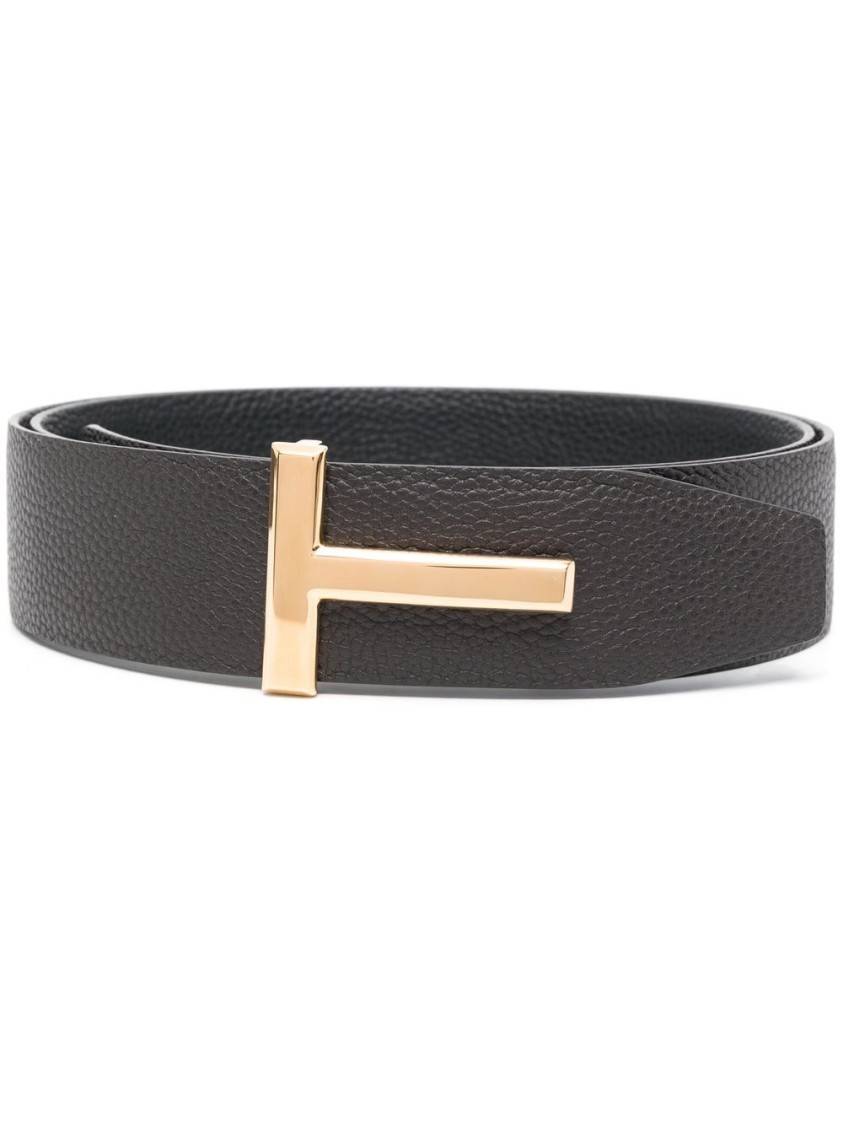 Tom Ford Soft Grain Leather Reversible T 40 Mm Belt In Gray