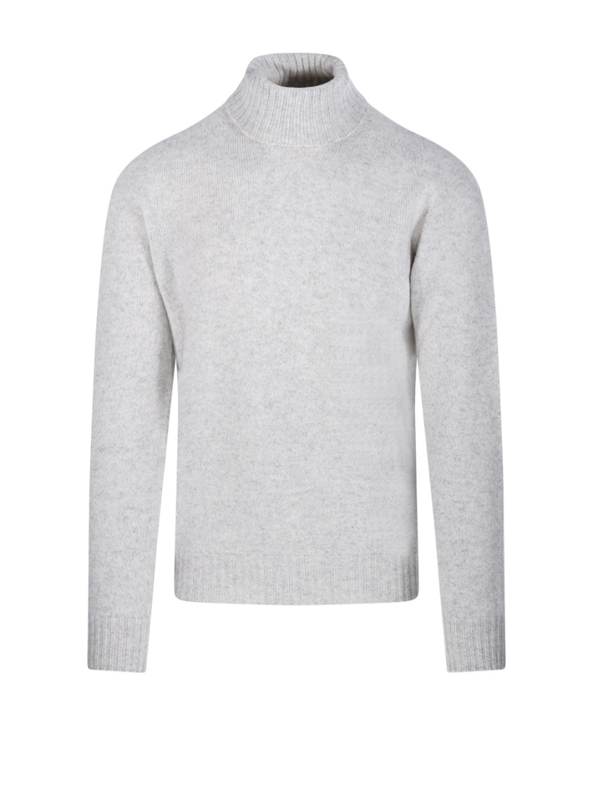 Altea Ribbed Turtleneck Sweater In Virgin Wool And Cashmere Blend In White