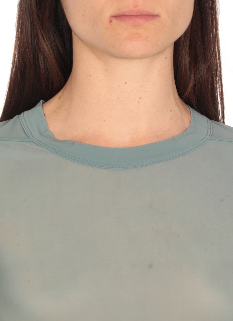 Rick Owens Sheer Light Blue Crew Neck T-shirt In Blue
