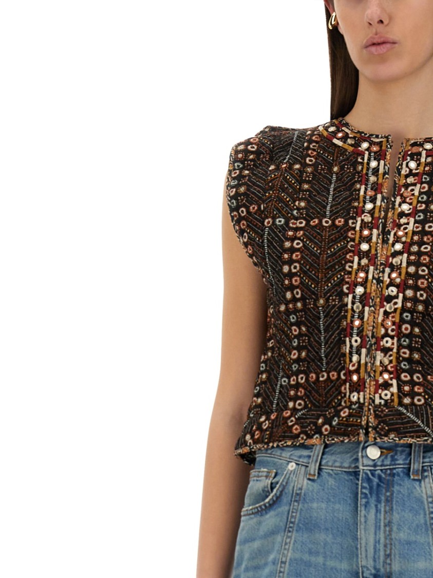 Shop Isabel Marant Étoile "cerza" Short Cardigan In Multicolor