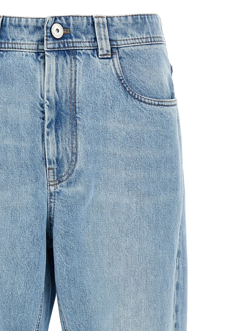 Brunello Cucinelli High-waisted Cotton Denim Jeans In Blue
