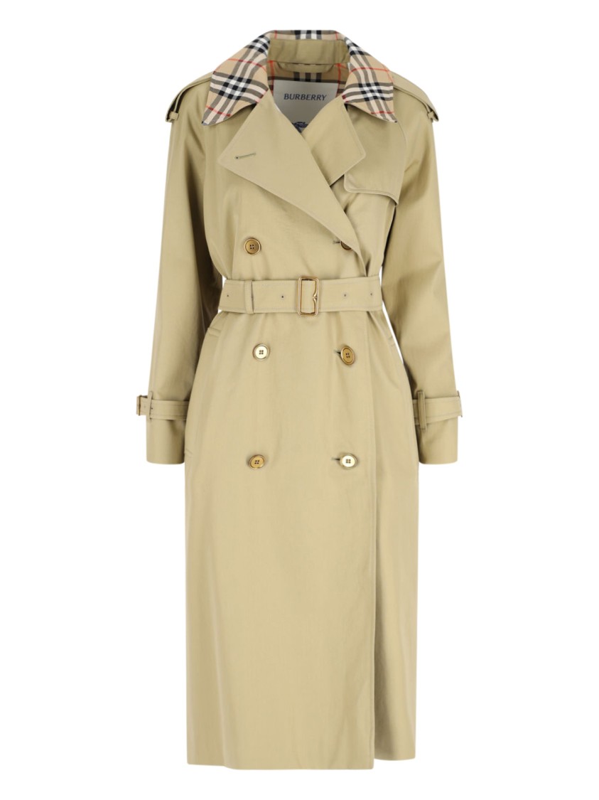 Shop Burberry Double-breasted Trench – Beige