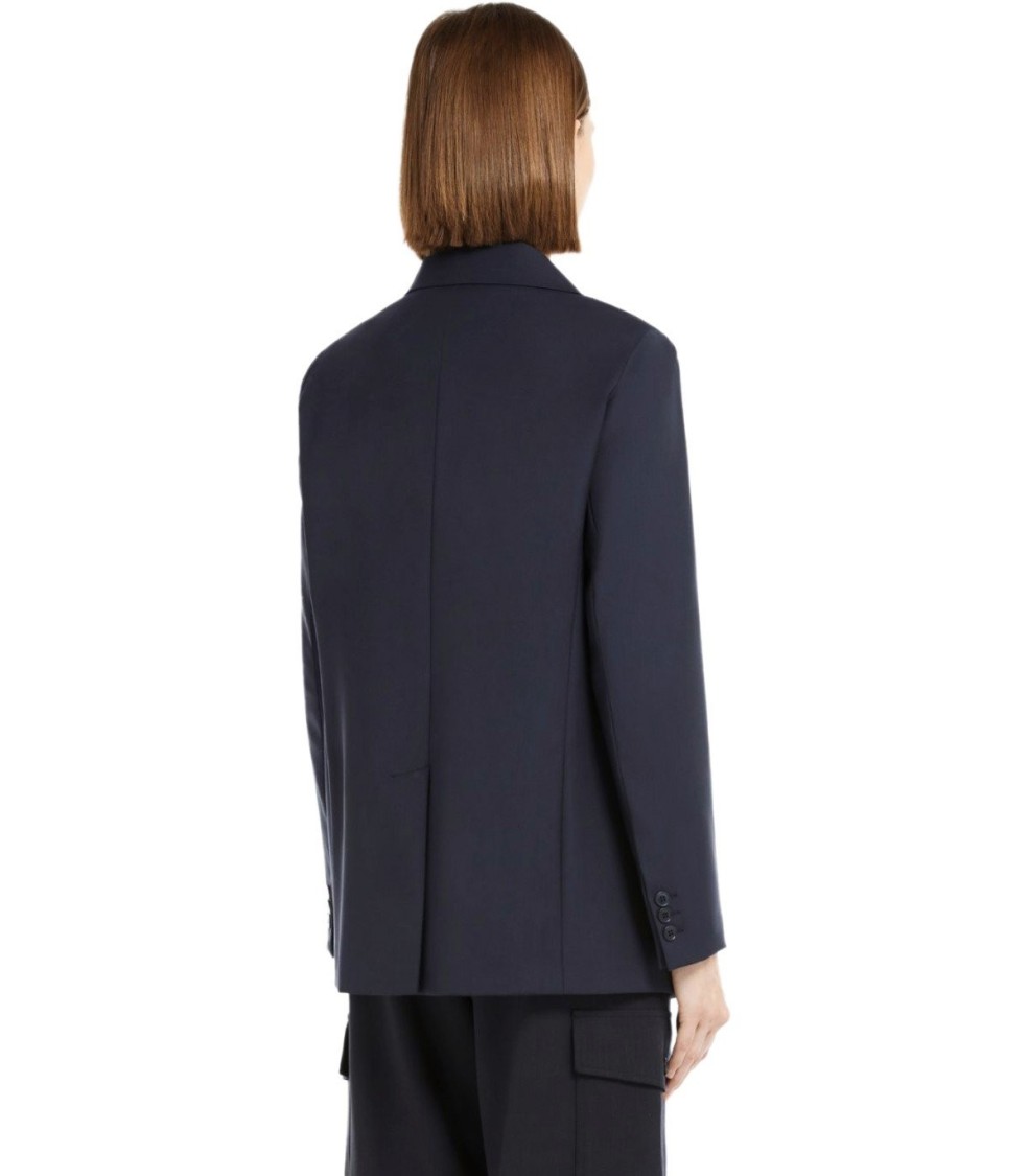 Shop Max Mara Materia Blue Single Breasted Blazer