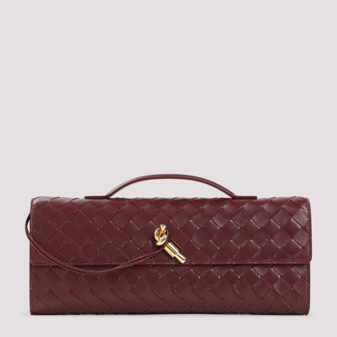 Bottega Veneta Andiamo Long Intreccio Clutch Bag In Burgundy