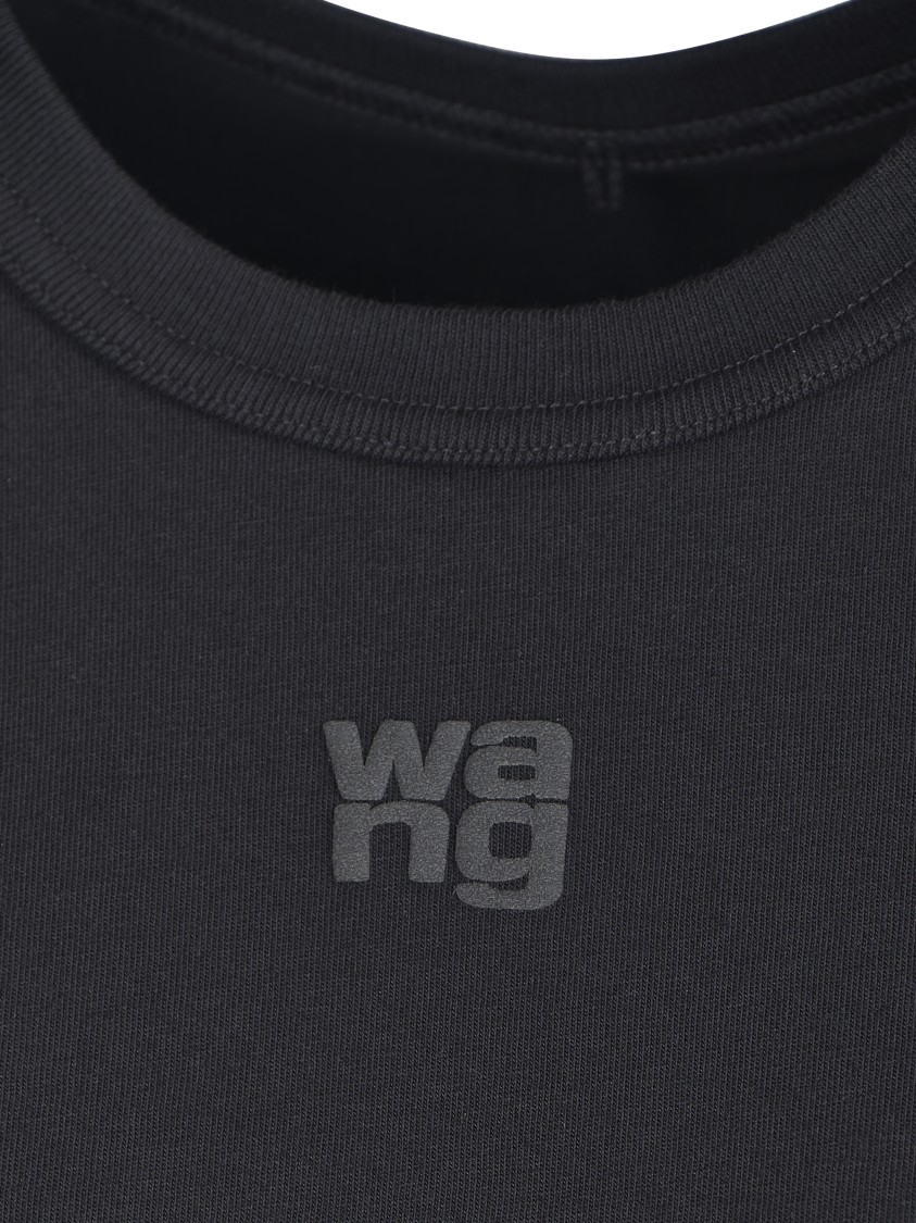 Alexander Wang Fitted Black Tee With Puff Logo Detail In Black