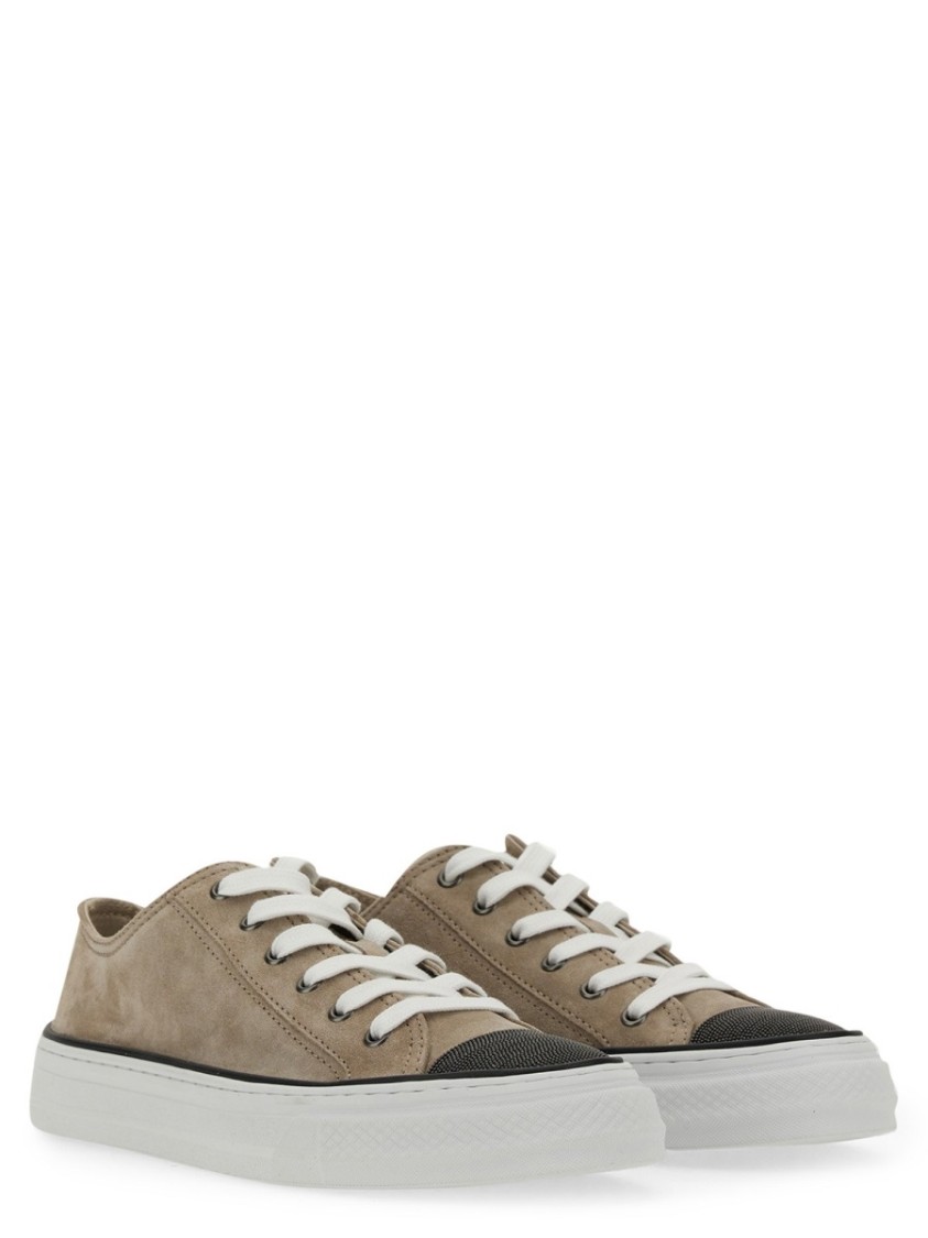 Brunello Cucinelli Sneaker With Precious Toe In Neutrals