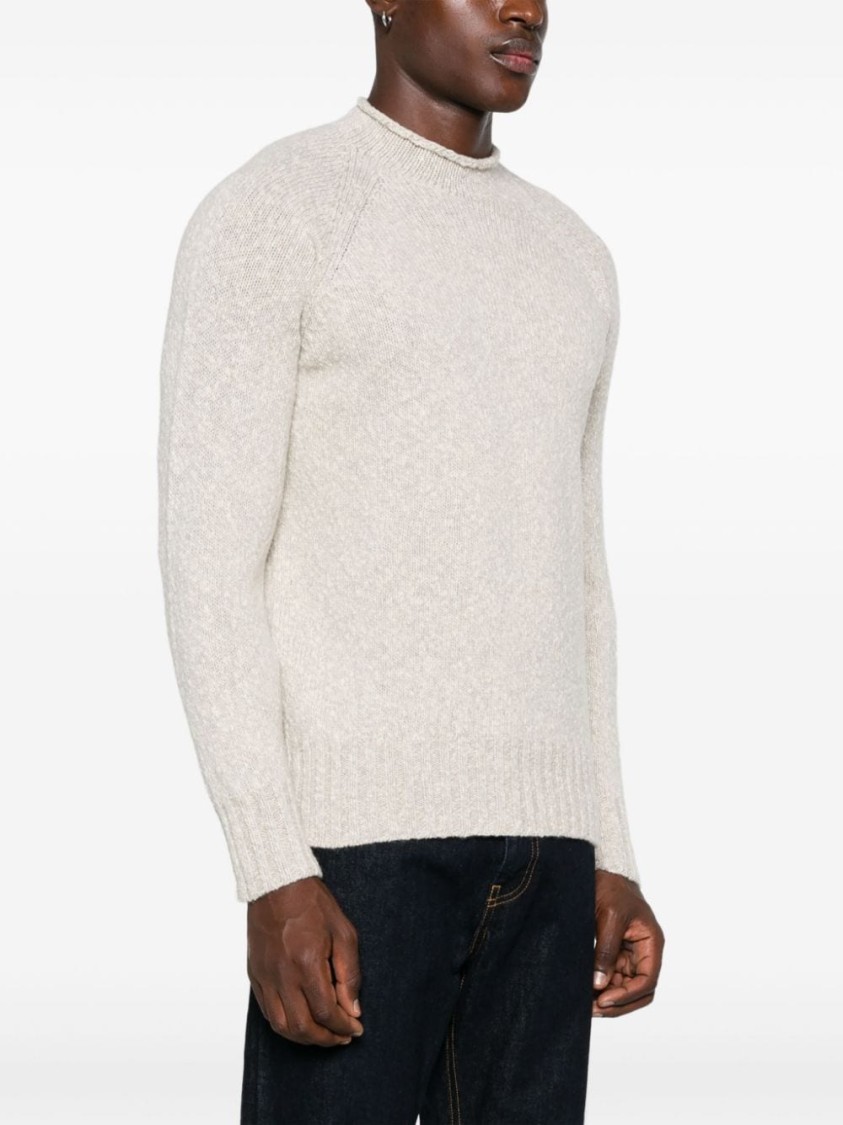 Drumohr Lambswool Crew Neck Sweater With Marl Knit