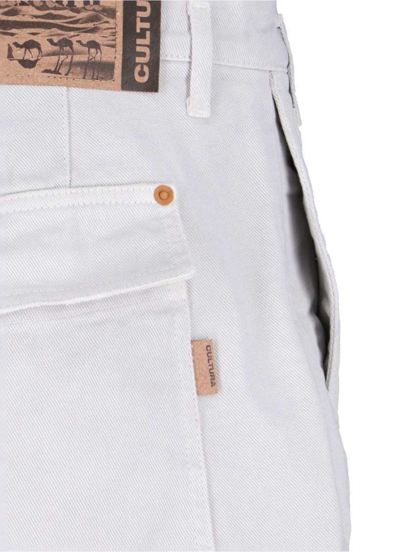 Cultura Grey Trousers With Cargo Pockets And Pleat Detail