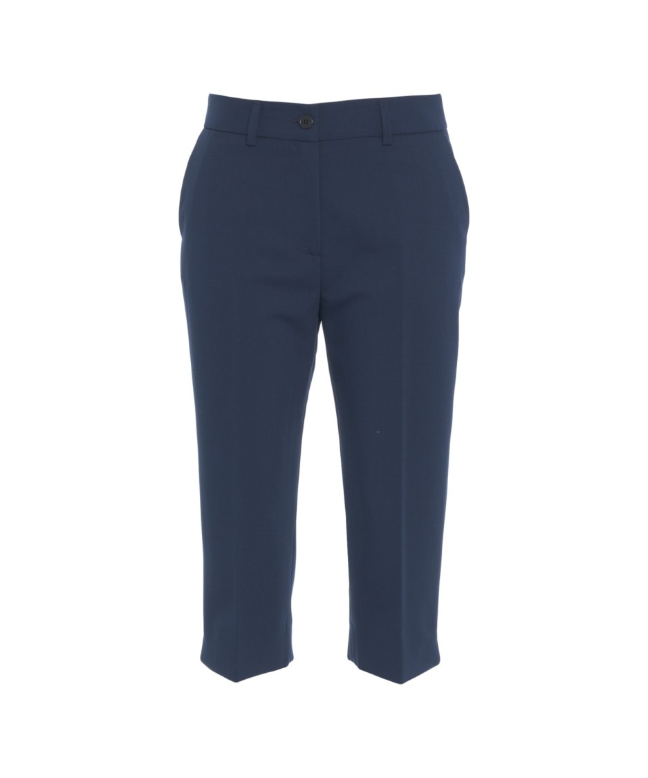 LIU •JO LIU JO TAILORED BLUE CAPRI PANTS WITH SLITS