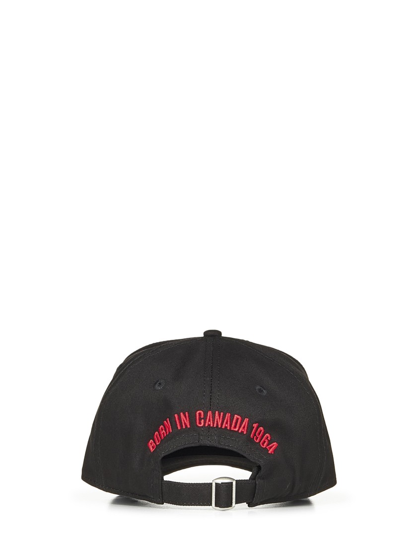 Dsquared2 Black Cotton Baseball Cap With Logo Patch In Black