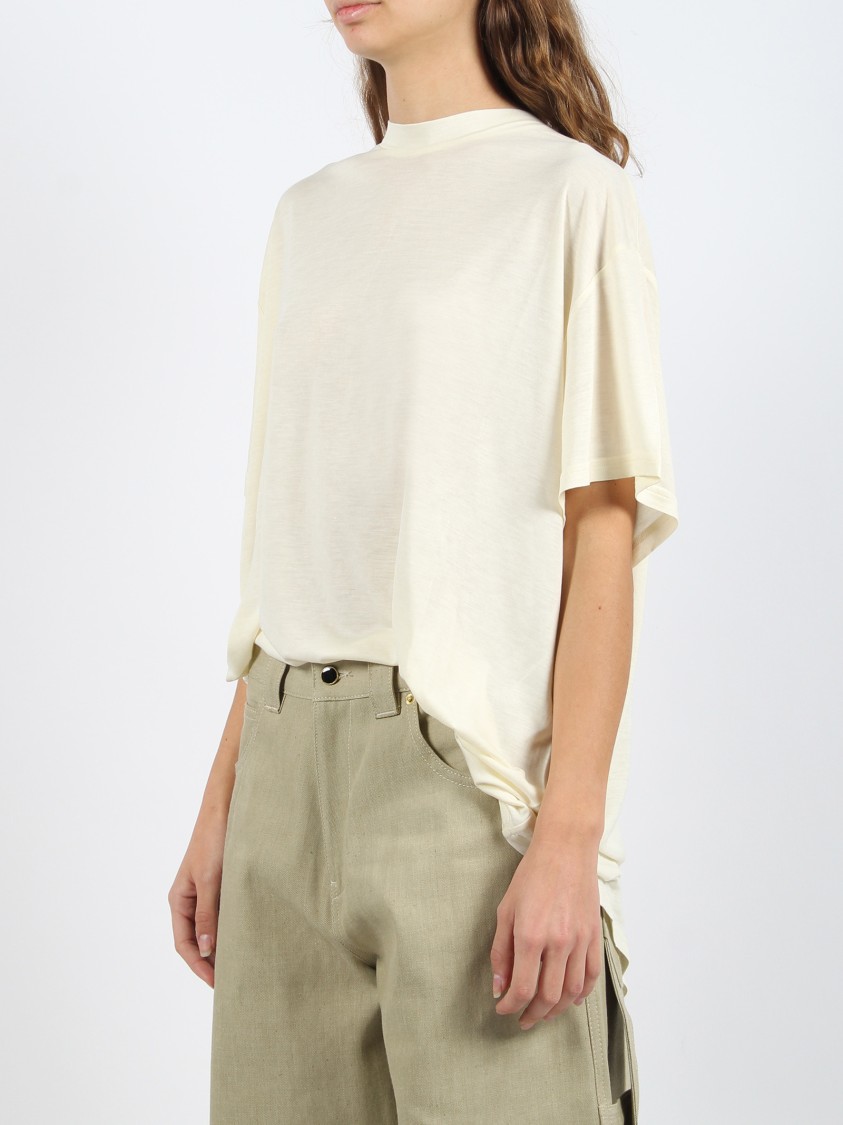 Darkpark Oversized Cotton T-shirt With Unique Vertical Button Closure