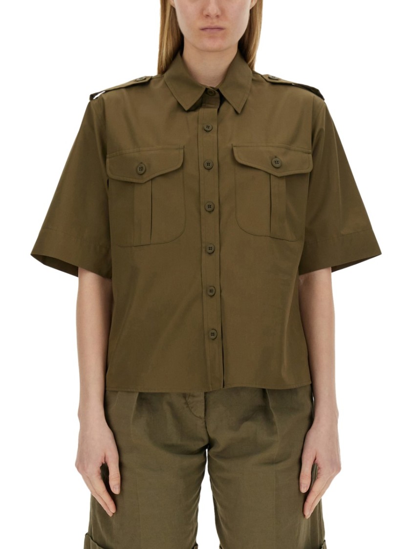Shop Aspesi Short-sleeved Cotton Shirt In Green