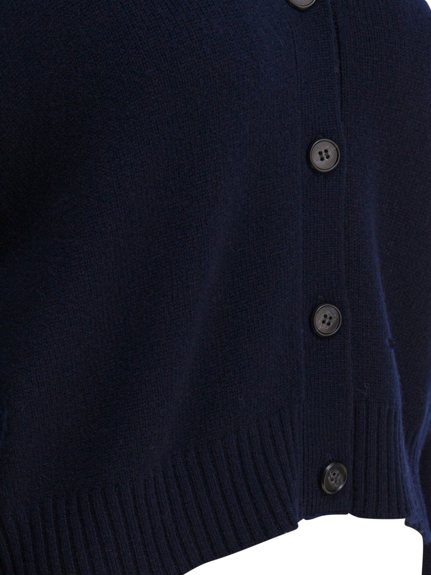 Lisa Yang Cropped Marion Cardigan With Deep V-neckline In Blue