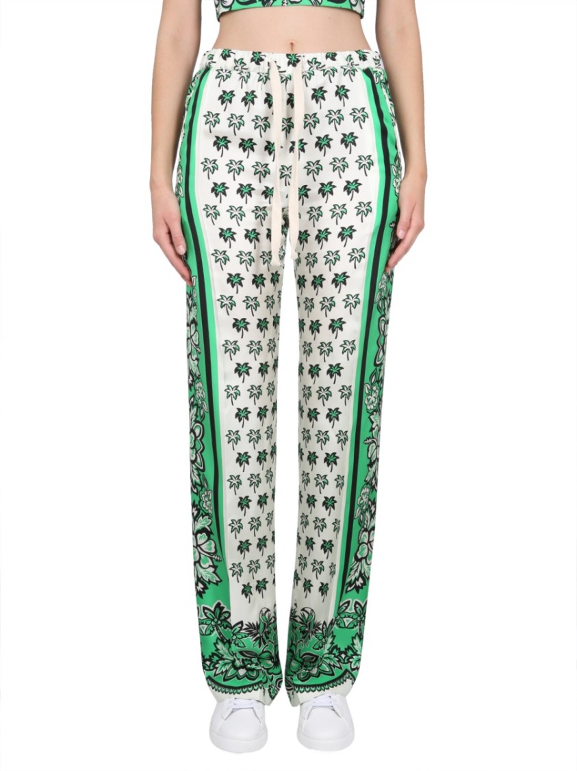 Red Valentino Floral Print Bandana Pants With Elastic Waistband