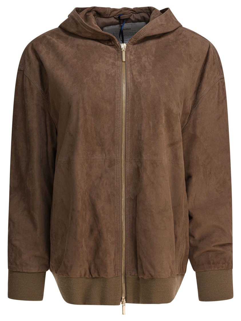 Max Mara Brown Suede Jacket With Relaxed Fit In Brown