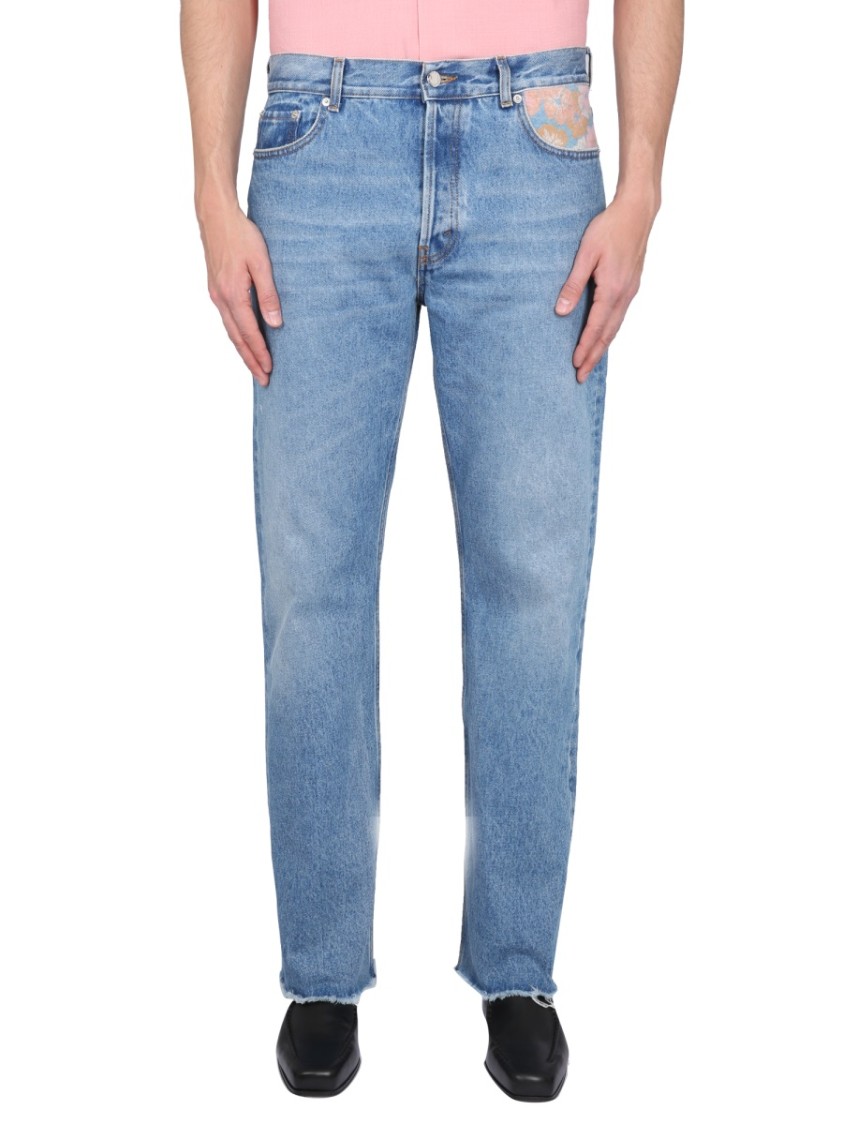 Séfr Light-wash Jeans With Distressed Hem